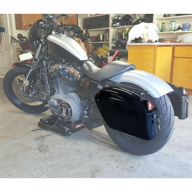 Black Motorcycle Saddlebag Support Bars Mounting Brackets Kit for Harley Honda